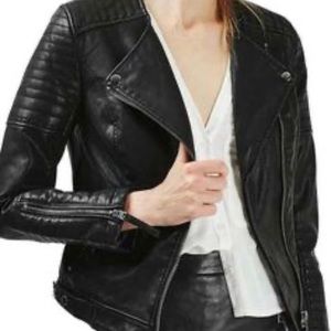 Topshop faux leather coat